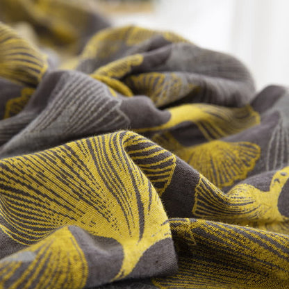 Set di biancheria da letto in cotone con bottoni e foglie di ginkgo (4 pezzi)