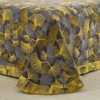 Set di biancheria da letto in cotone con bottoni e foglie di ginkgo (4 pezzi)