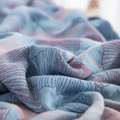 Set di biancheria da letto in cotone con bottoni e foglie di ginkgo (4 pezzi)