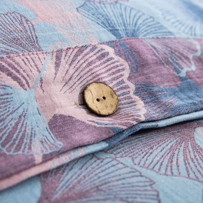 Set di biancheria da letto in cotone con bottoni e foglie di ginkgo (4 pezzi)