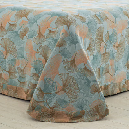 Set di biancheria da letto in cotone con bottoni e foglie di ginkgo (4 pezzi)