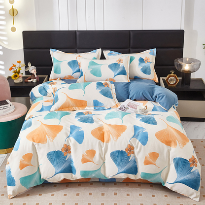 Set di biancheria da letto in cotone con foglie di ginkgo rurale (4 pezzi)