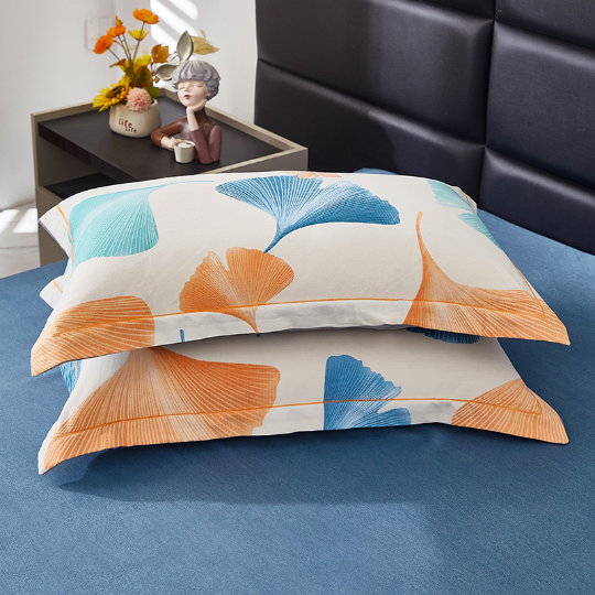 Set di biancheria da letto in cotone con foglie di ginkgo rurale (4 pezzi)