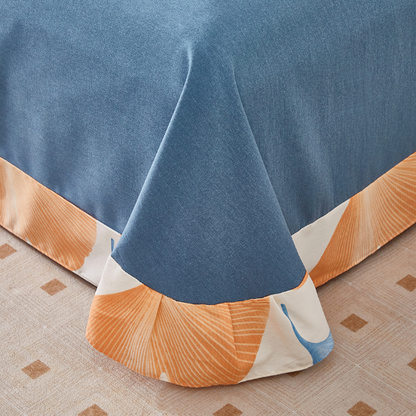 Set di biancheria da letto in cotone con foglie di ginkgo rurale (4 pezzi)
