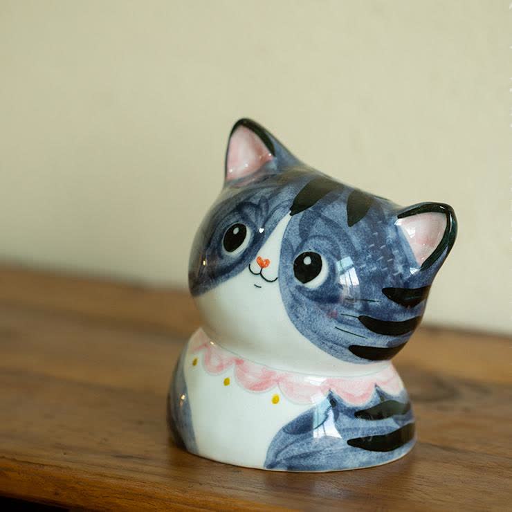 Vaso creativo in ceramica dipinto a mano a forma di gatto carino