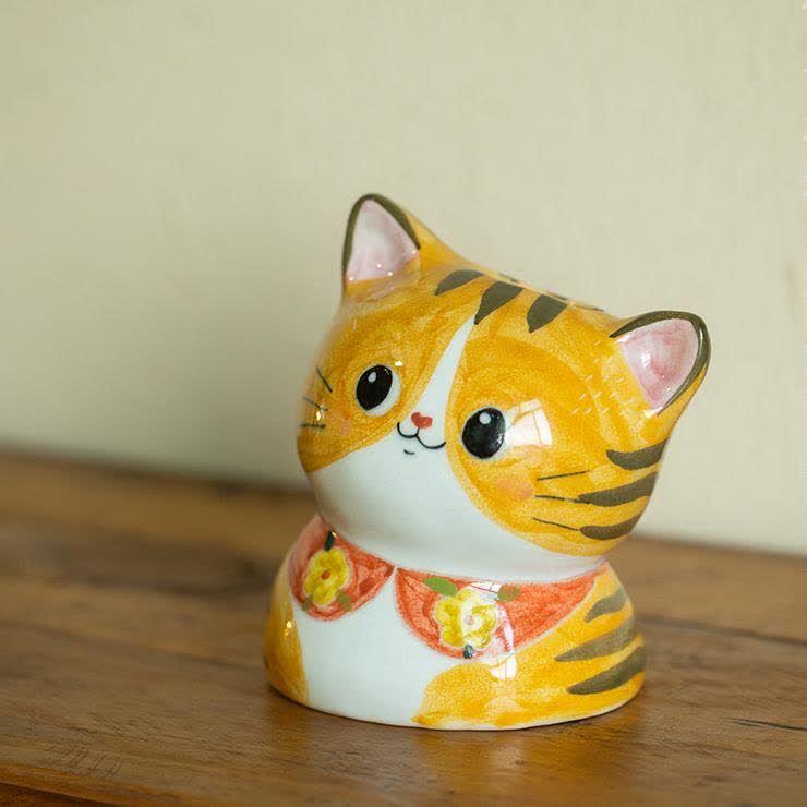 Vaso creativo in ceramica dipinto a mano a forma di gatto carino
