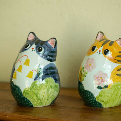 Vaso creativo in ceramica dipinto a mano a forma di gatto carino
