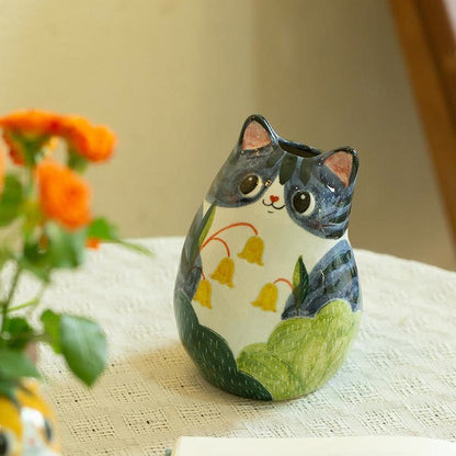 Vaso creativo in ceramica dipinto a mano a forma di gatto carino