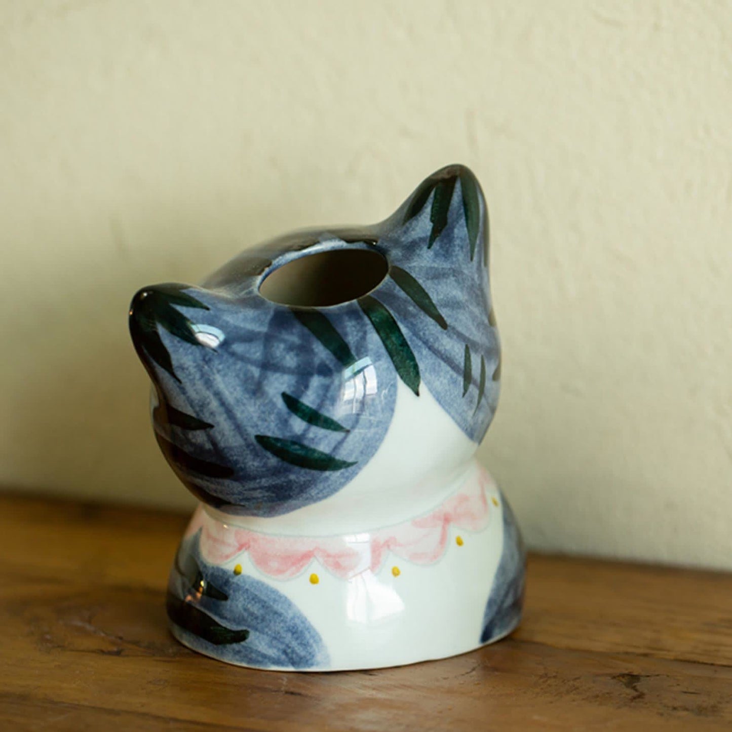 Vaso creativo in ceramica dipinto a mano a forma di gatto carino