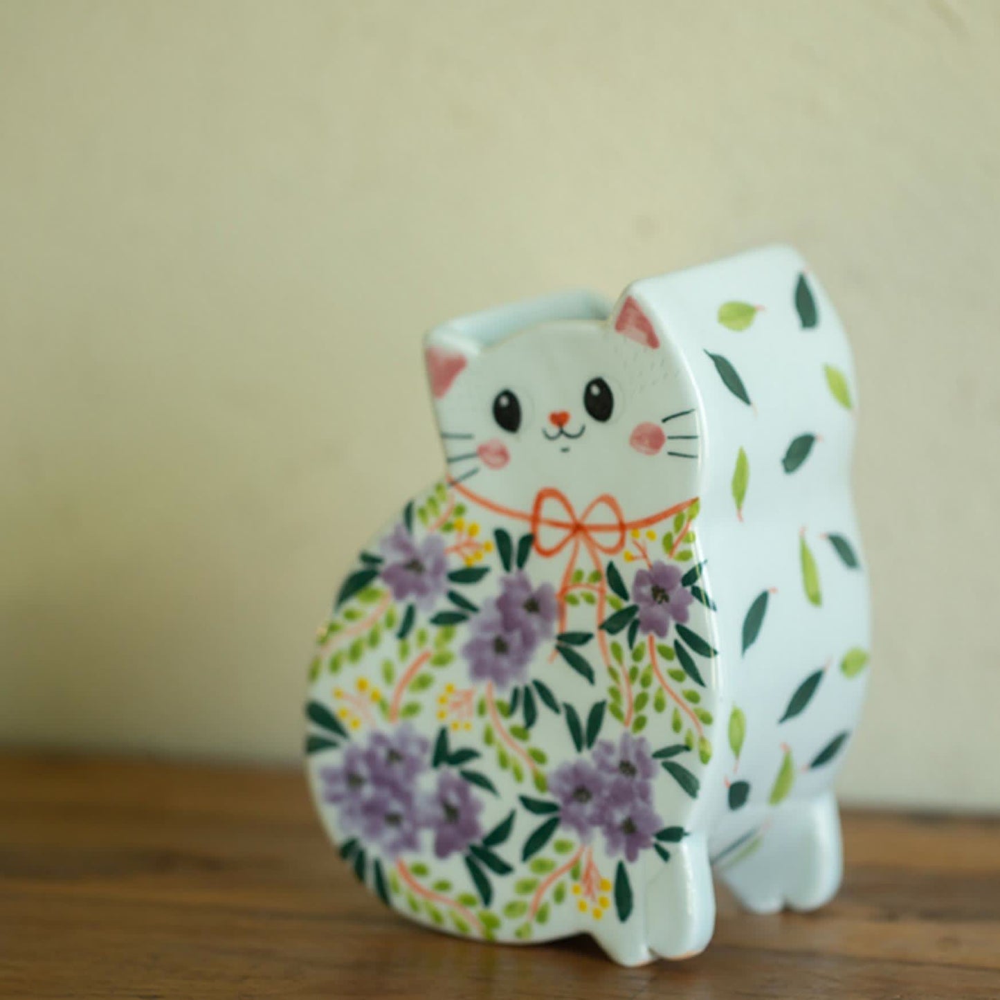 Vaso creativo in ceramica a forma di gatto dipinto a mano