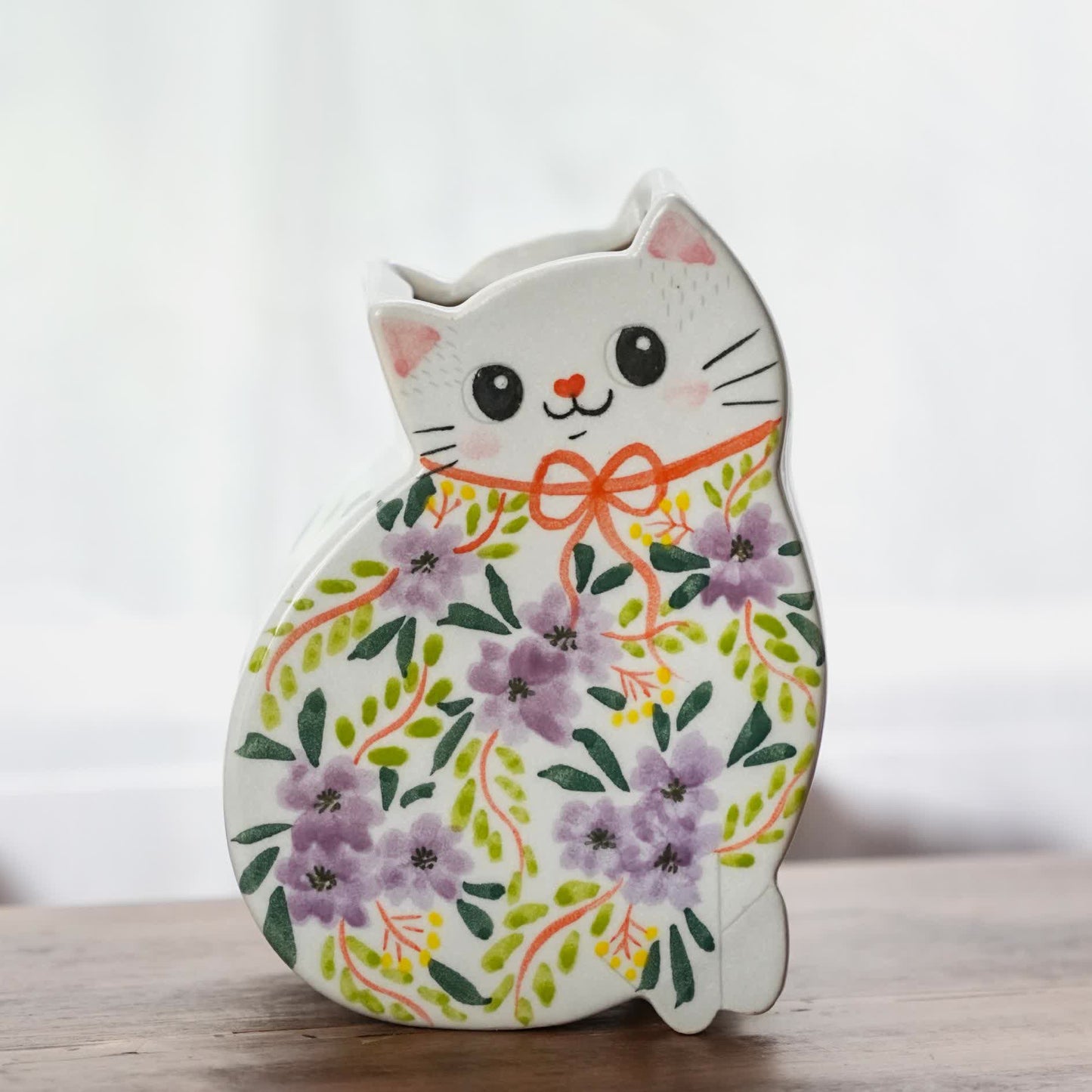 Vaso creativo in ceramica a forma di gatto dipinto a mano
