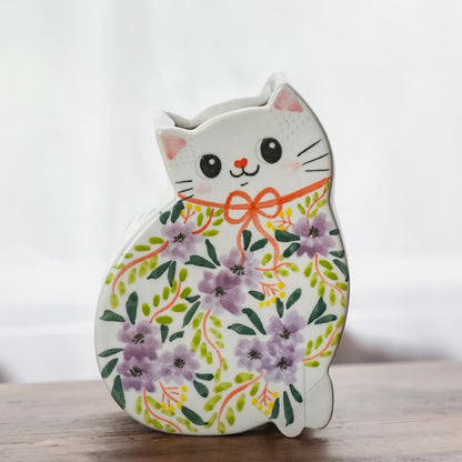 Vaso creativo in ceramica a forma di gatto dipinto a mano