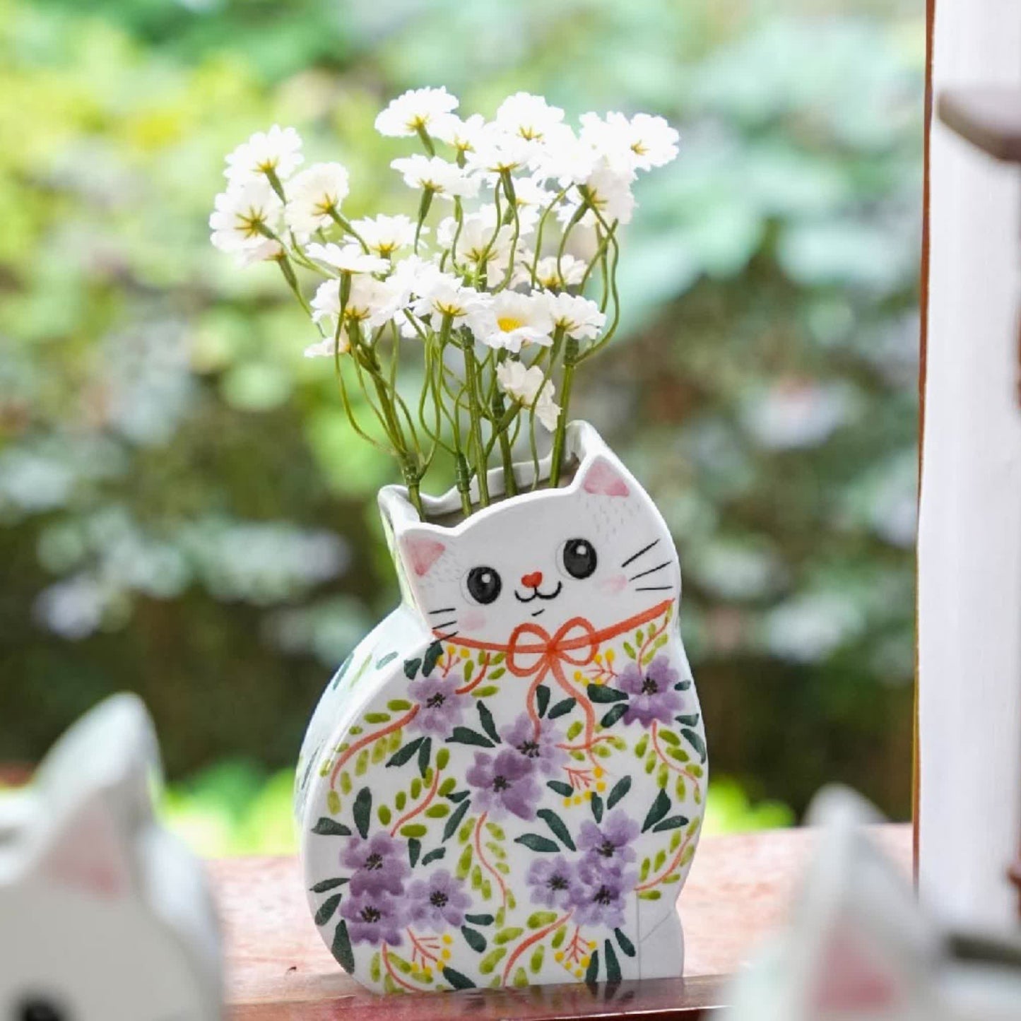 Vaso creativo in ceramica a forma di gatto dipinto a mano