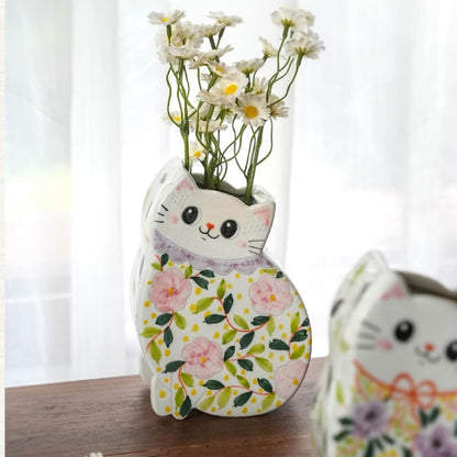 Vaso creativo in ceramica a forma di gatto dipinto a mano