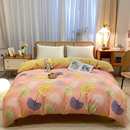 Biancheria da letto in cotone spazzolato con motivo pastorale a foglie di ginkgo