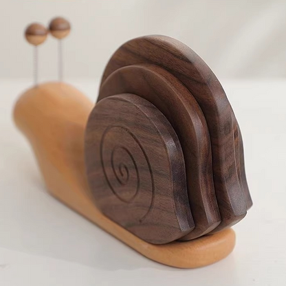 Sottobicchiere creativo in legno massello a forma di lumaca