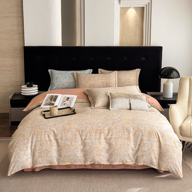 Set di biancheria da letto in cotone spazzolato in stile semplice (4 pezzi)