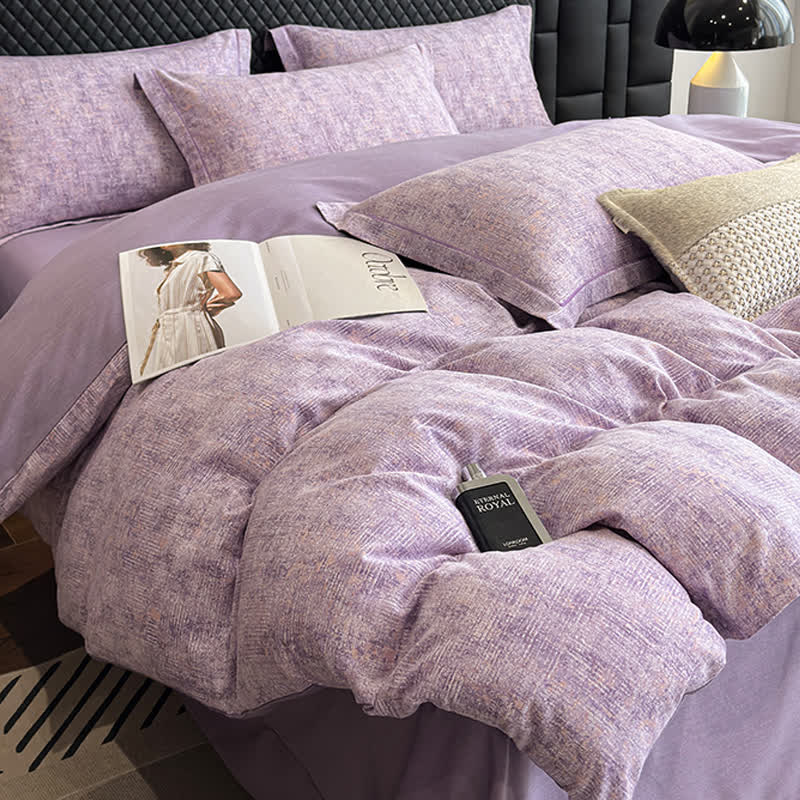 Set di biancheria da letto in cotone spazzolato in stile semplice (4 pezzi)