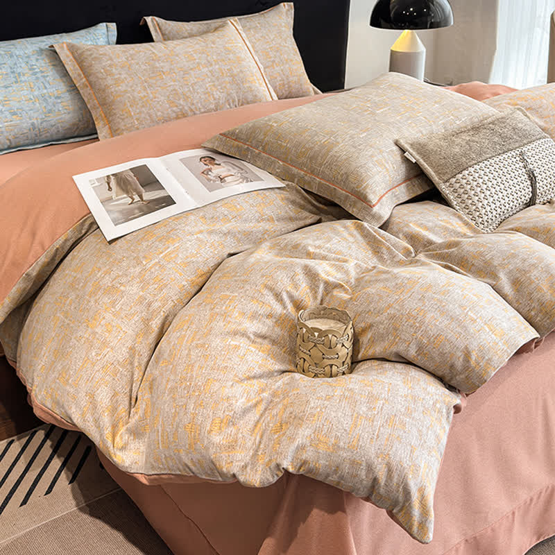 Set di biancheria da letto in cotone spazzolato in stile semplice (4 pezzi)