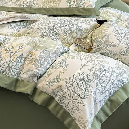 Set di biancheria da letto in cotone spazzolato Rural Leaf (4 pezzi)