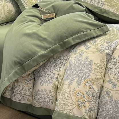 Set di biancheria da letto in cotone spazzolato Rural Leaf (4 pezzi)