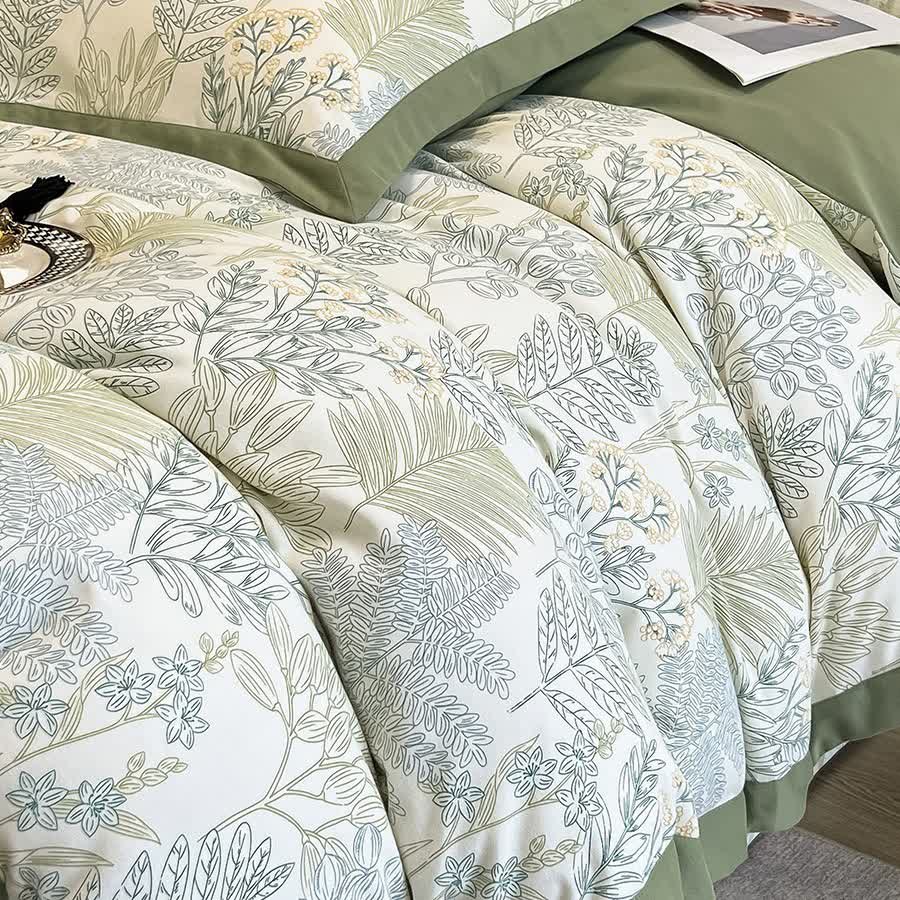 Set di biancheria da letto in cotone spazzolato Rural Leaf (4 pezzi)