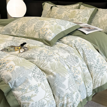 Set di biancheria da letto in cotone spazzolato Rural Leaf (4 pezzi)