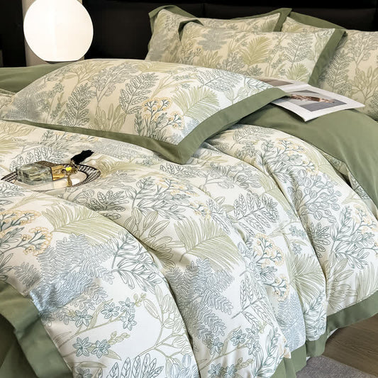 Set di biancheria da letto in cotone spazzolato Rural Leaf (4 pezzi)
