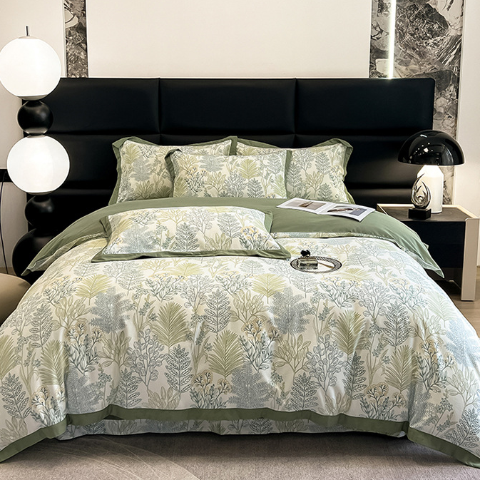 Set di biancheria da letto in cotone spazzolato Rural Leaf (4 pezzi)