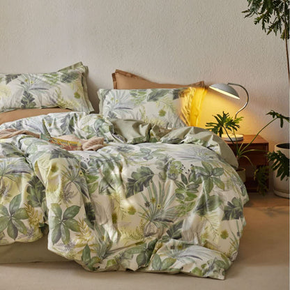 Lussuoso set di biancheria da letto in cotone Lush Leaf (4 pezzi)