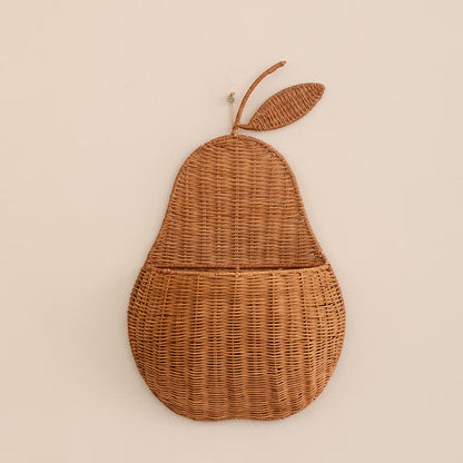 Cestino da parete a forma di frutta intrecciata in rattan