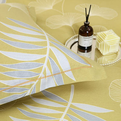 Set di biancheria da letto in cotone morbido con foglie di ginkgo pastorale (4 pezzi)