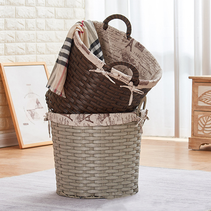 Cesto per la biancheria in rattan in stile semplice