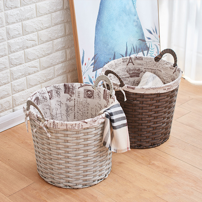 Cesto per la biancheria in rattan in stile semplice