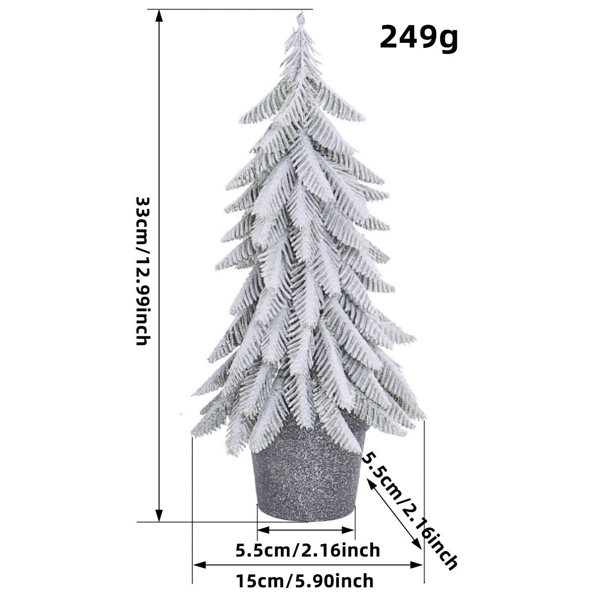 Decorazione per la casa in vaso con albero di Natale innevato