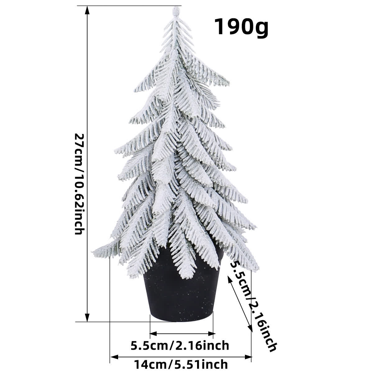 Decorazione per la casa in vaso con albero di Natale innevato