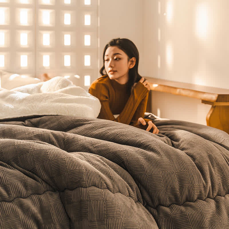 Coperta in pile spesso e caldo con piumone