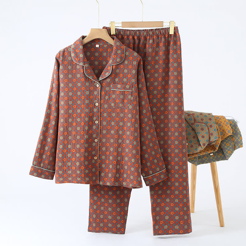 Completo da notte in cardigan di garza di cotone vintage