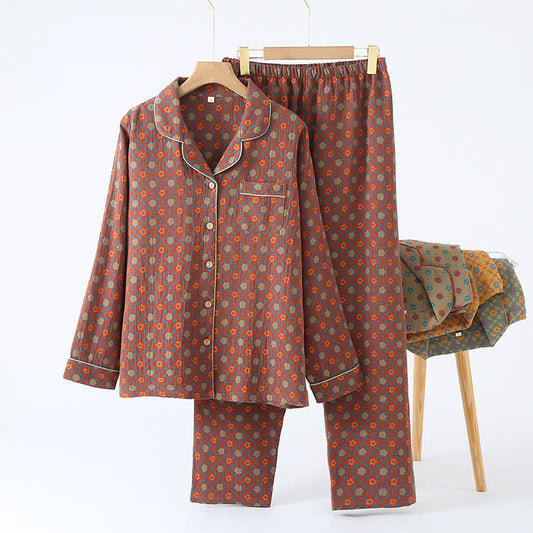 Completo da notte in cardigan di garza di cotone vintage