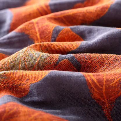 Accappatoio morbido in garza di cotone con foglie jacquard