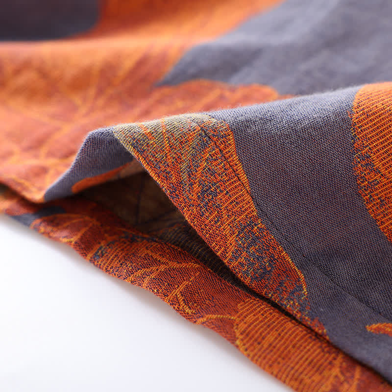 Accappatoio morbido in garza di cotone con foglie jacquard