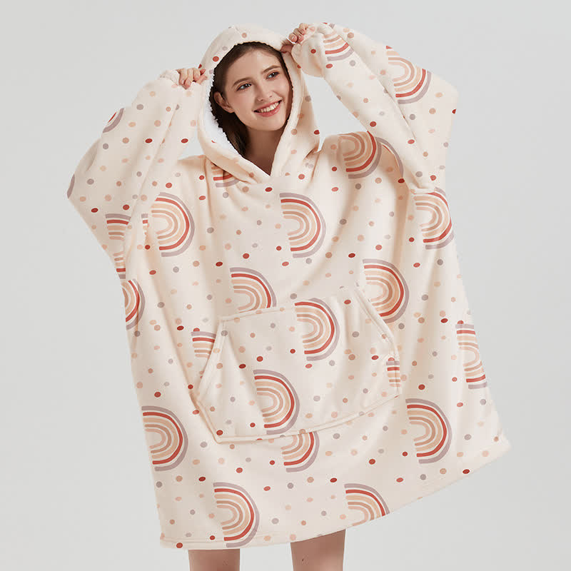 Camicia da notte con cappuccio Rainbow Sherpa Leisure