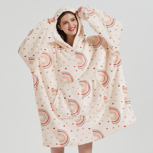 Camicia da notte con cappuccio Rainbow Sherpa Leisure