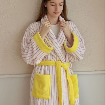 Accappatoio a righe colorblock in puro cotone