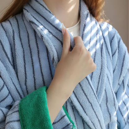 Accappatoio a righe colorblock in puro cotone