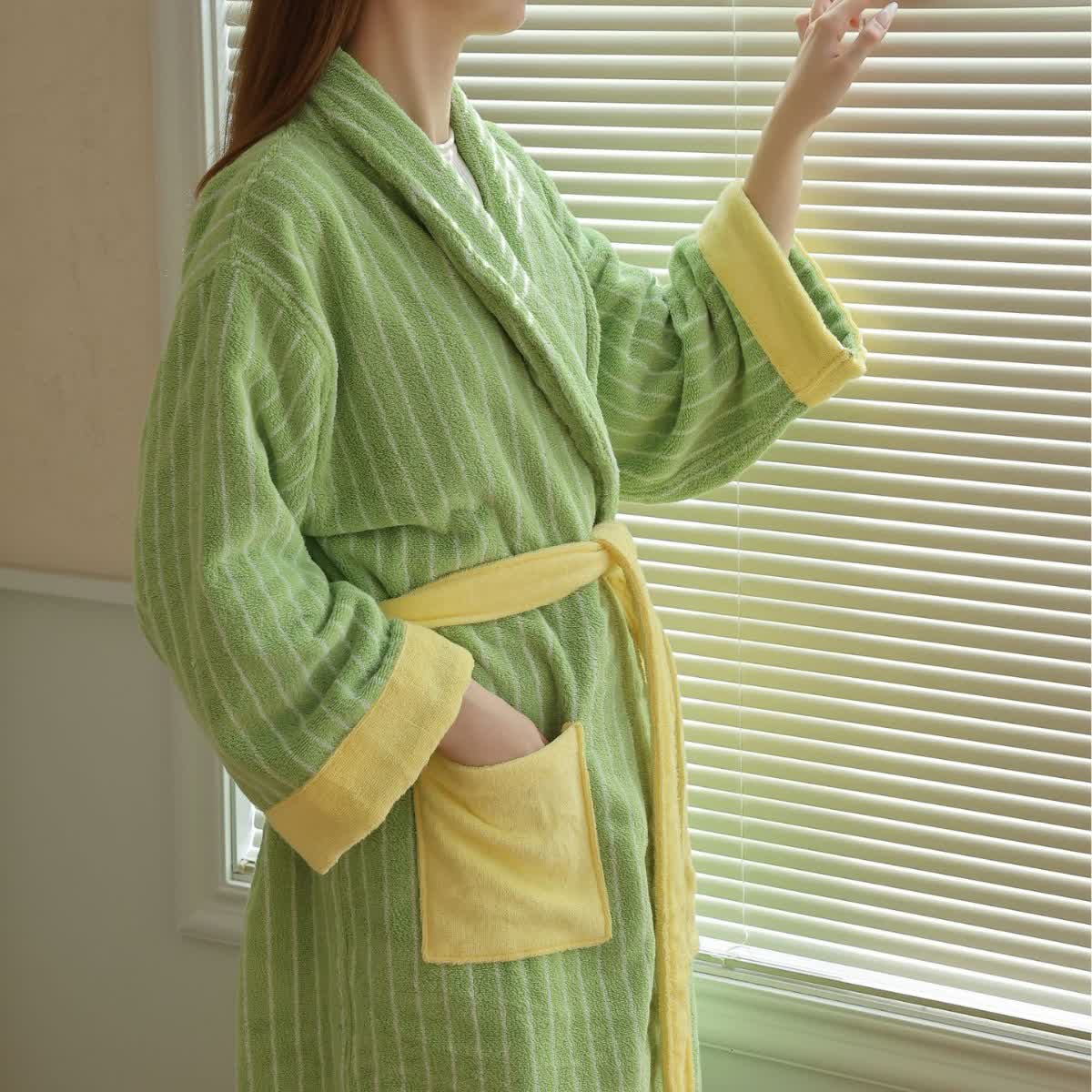 Accappatoio a righe colorblock in puro cotone