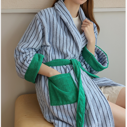 Accappatoio a righe colorblock in puro cotone