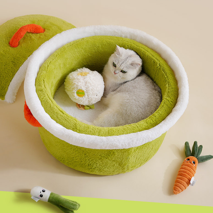 Cuccia per animali domestici in caldo pile a forma di pentola chiusa