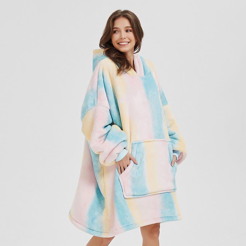 Camicia da notte con cappuccio in sherpa indossabile