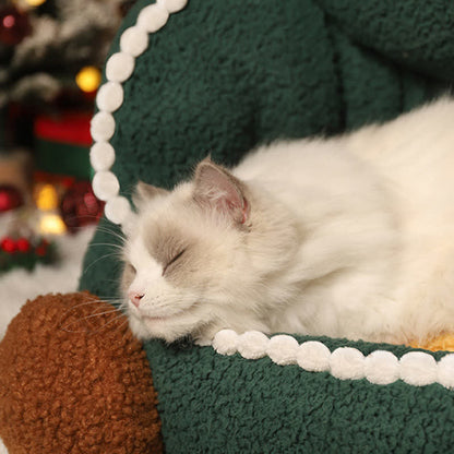 Cuccia per animali domestici in morbido pile a forma di albero di Natale